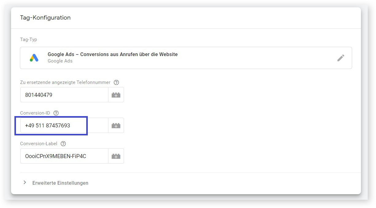 Tag-Konfiguration in Google Tag Manager