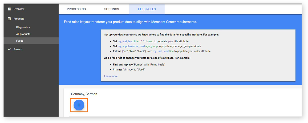 Regel en Google Merchant Center erstellen